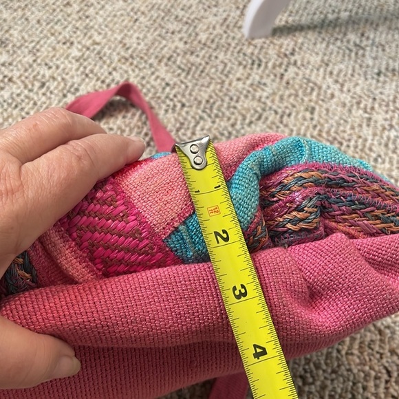 Pink and Teal Textured Cloth Purse, Philippines. - Picture 8 of 9